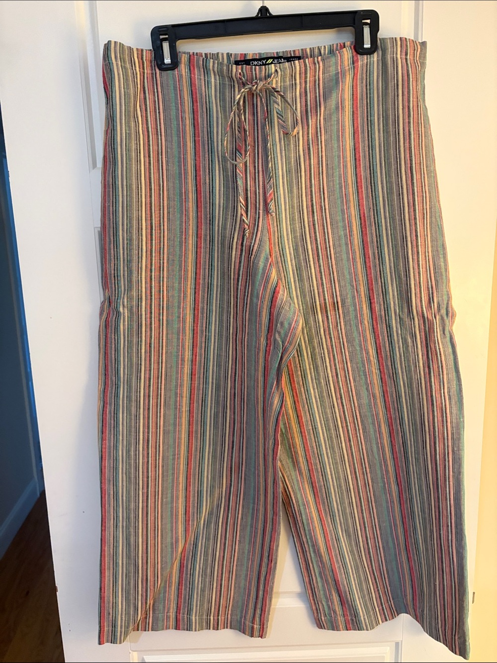 DKNY Jeans Striped Multicolored Linen/Cotton Blend Pant (XL)